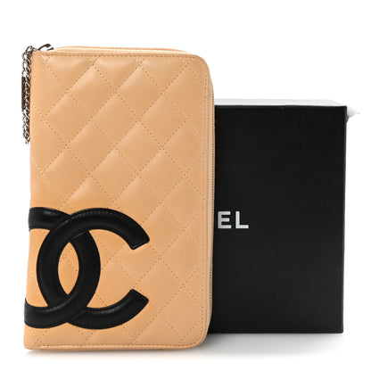 Chanel Calfskin Cambon Zip Around Organizer Wallet Beige Black 8 of 8