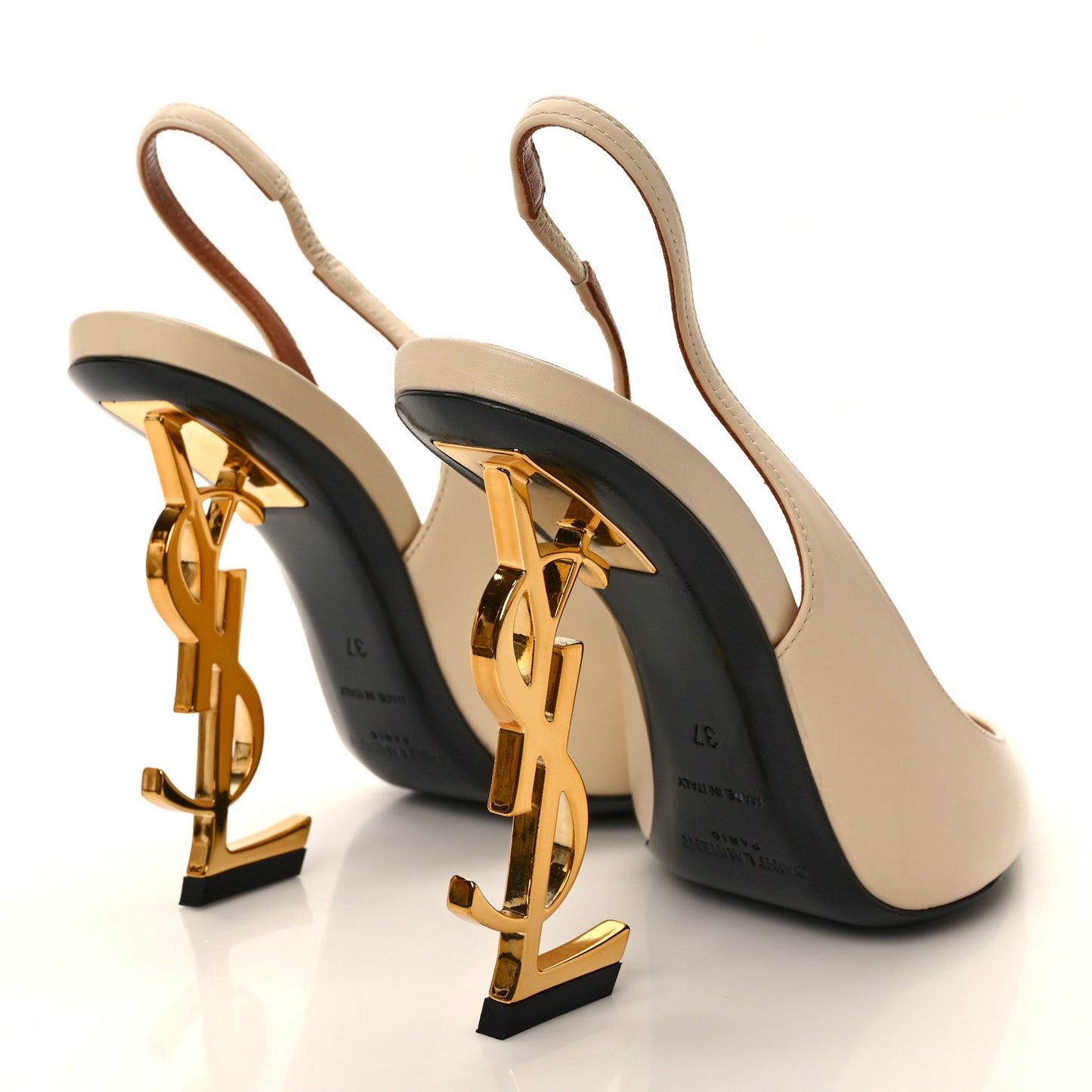 Calfskin Opyum 110 Slingback Pumps 37 Real Beige