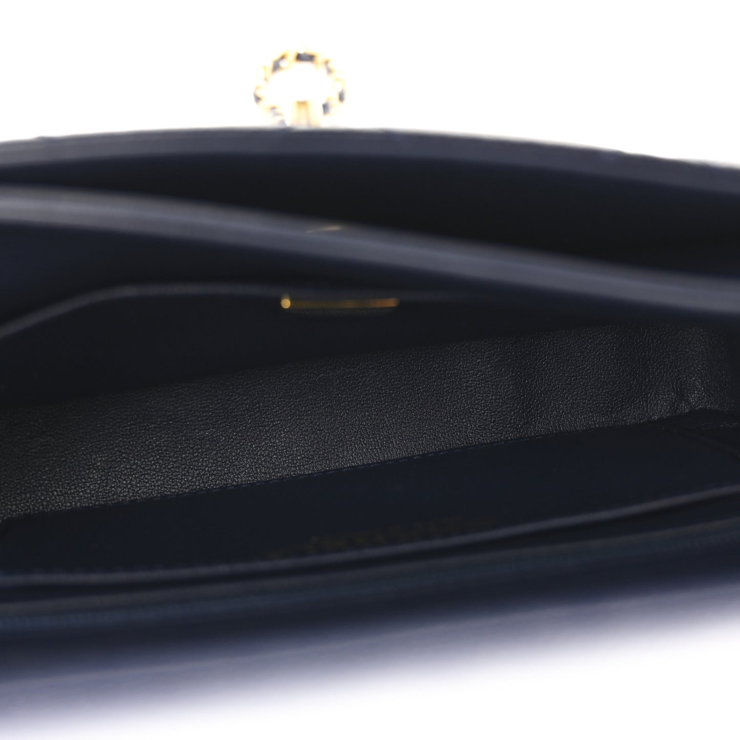 Shiny Caviar Quilted Mini Top Handle Flap Navy Blue