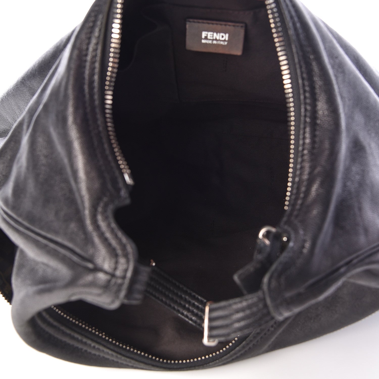 Fendi Sheepskin Zipper Hobo Black 5 of 10
