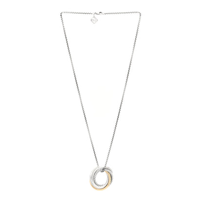 David Yurman Sterling Silver 14K Yellow Gold 28mm Crossover Pendant Necklace 3 of 4