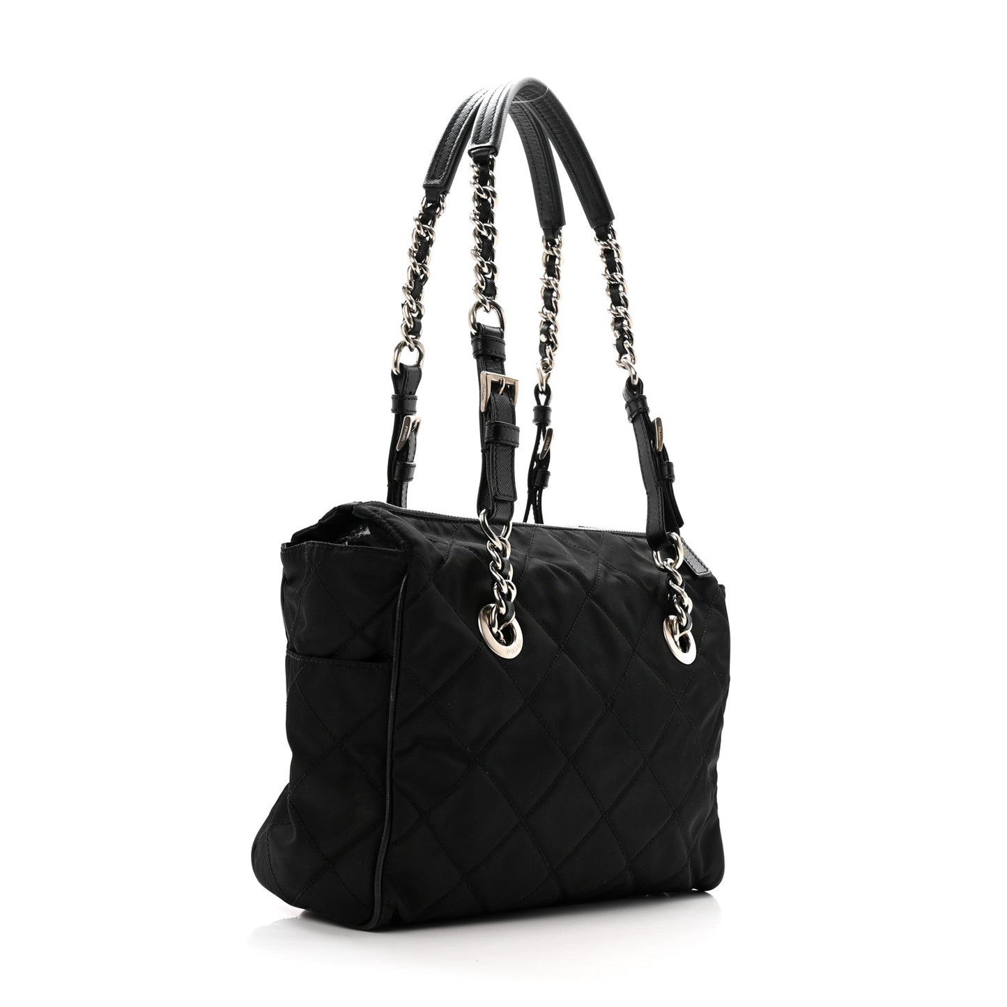 Tessuto Nylon Impunturato Quilted Shopping Tote Black
