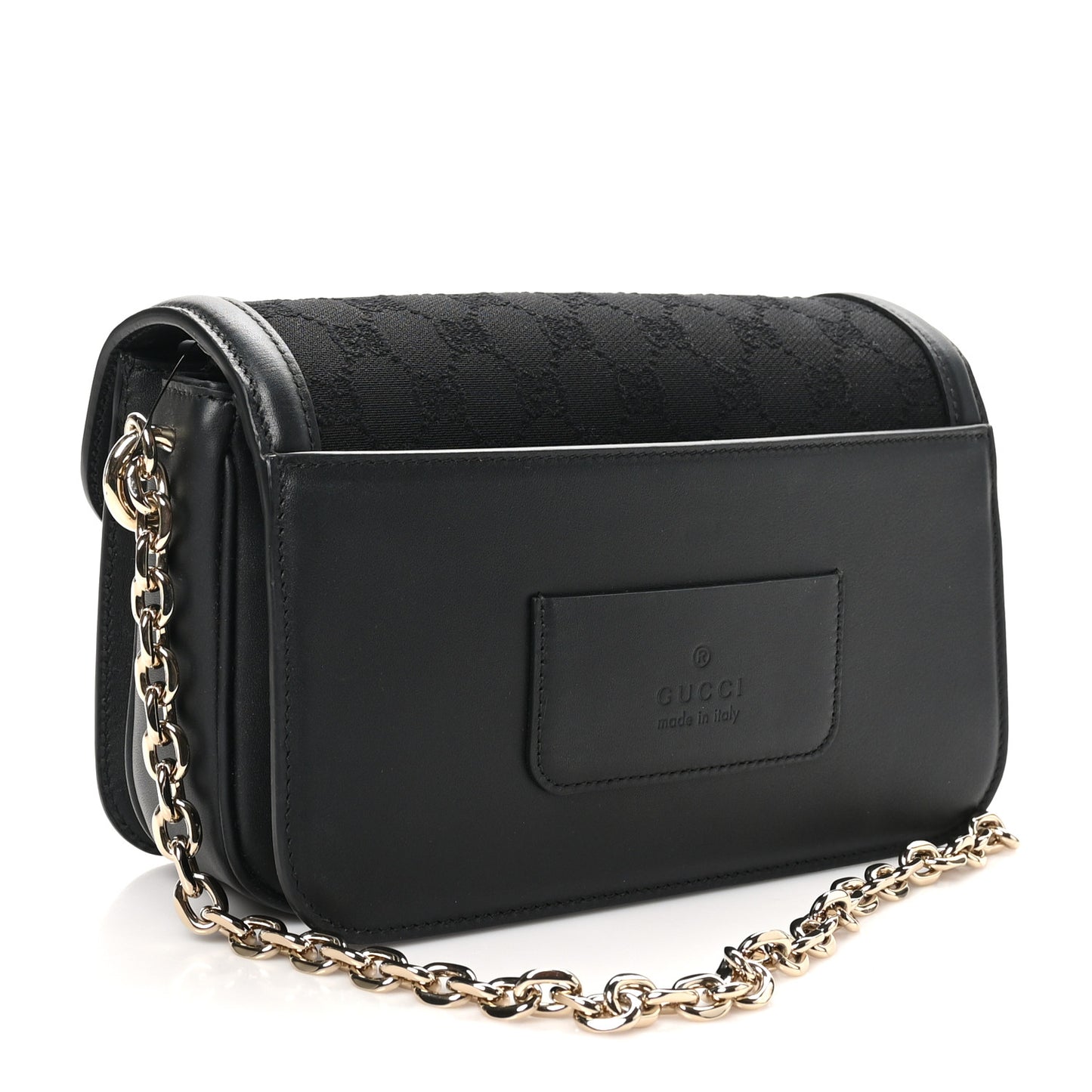 Crepe Wool Silk GG Monogram Go Small Shoulder Bag Black