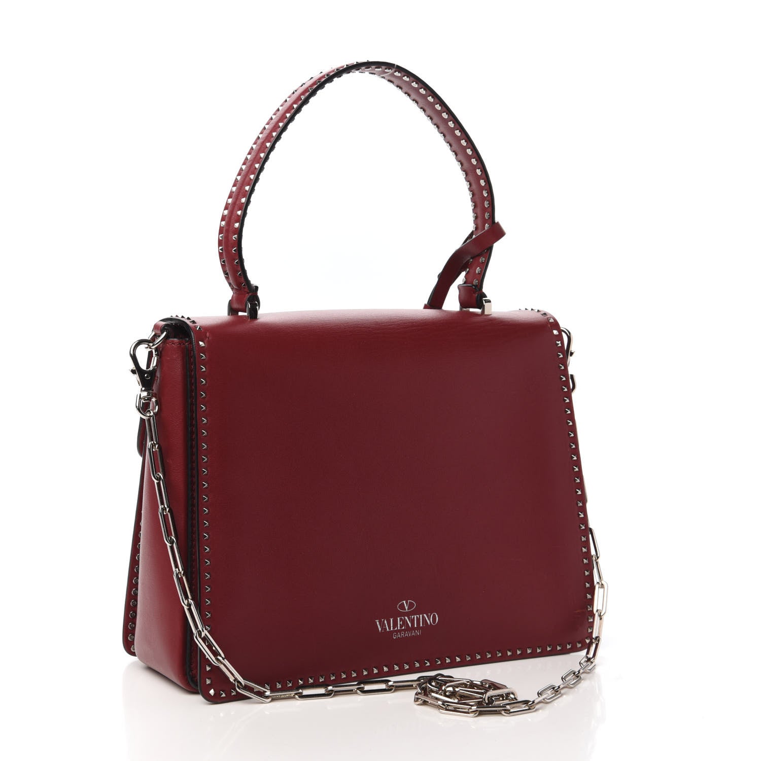 Valentino Garavani Vitello Rockstud Cabana Top Handle Bag Rubino 3 of 9