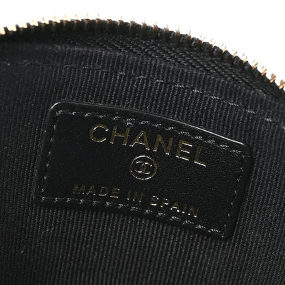 Chanel Caviar Quilted Crystal Zip Card Holder Wallet Black 6 of 7
