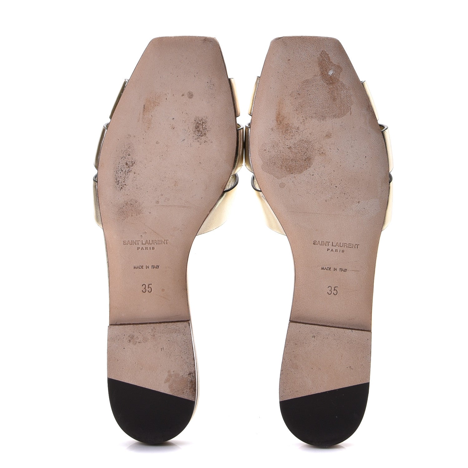 Saint Laurent Metallic Calfskin Nu Pied 05 Slide Sandals 35 Platino 6 of 9