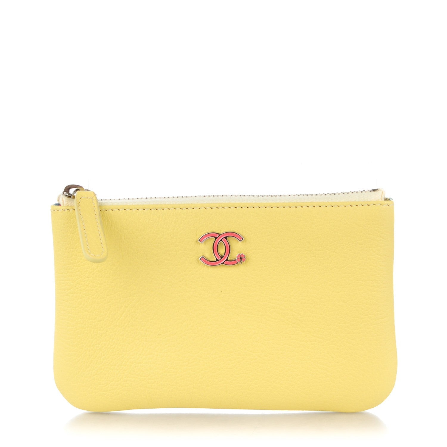 Chanel Goatskin Small Cosmetic Case Yellow 1 of 7
