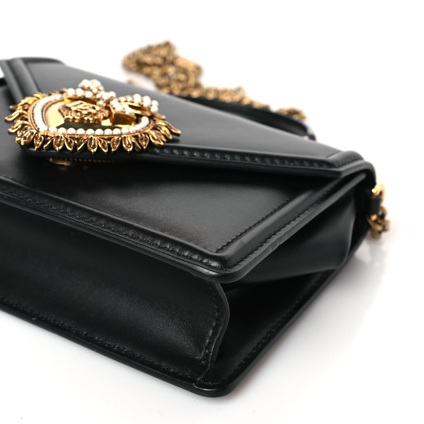 Smooth Calfskin Small Devotion Envelope Top Handle Bag Black