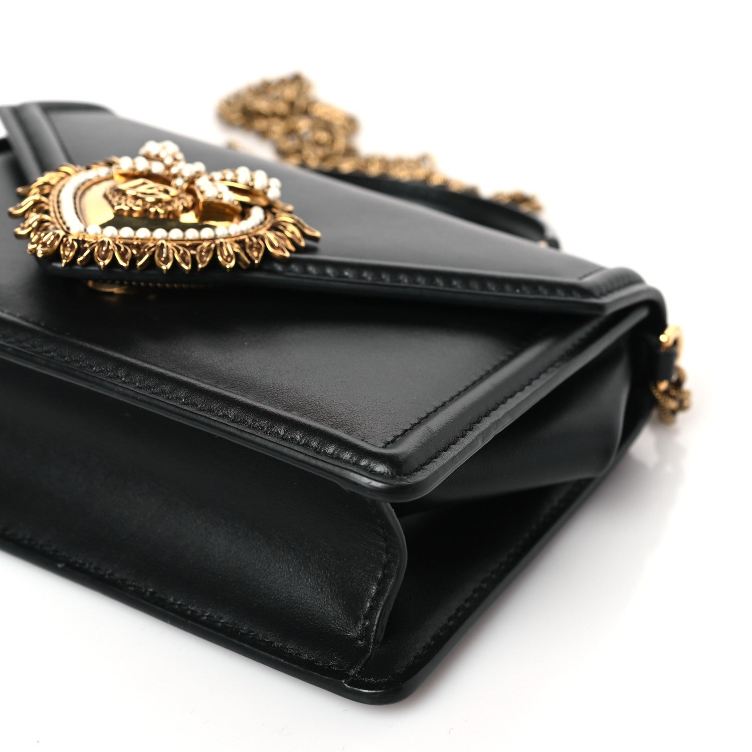 Dolce & Gabbana Smooth Calfskin Small Devotion Envelope Top Handle Bag Black 8 of 8