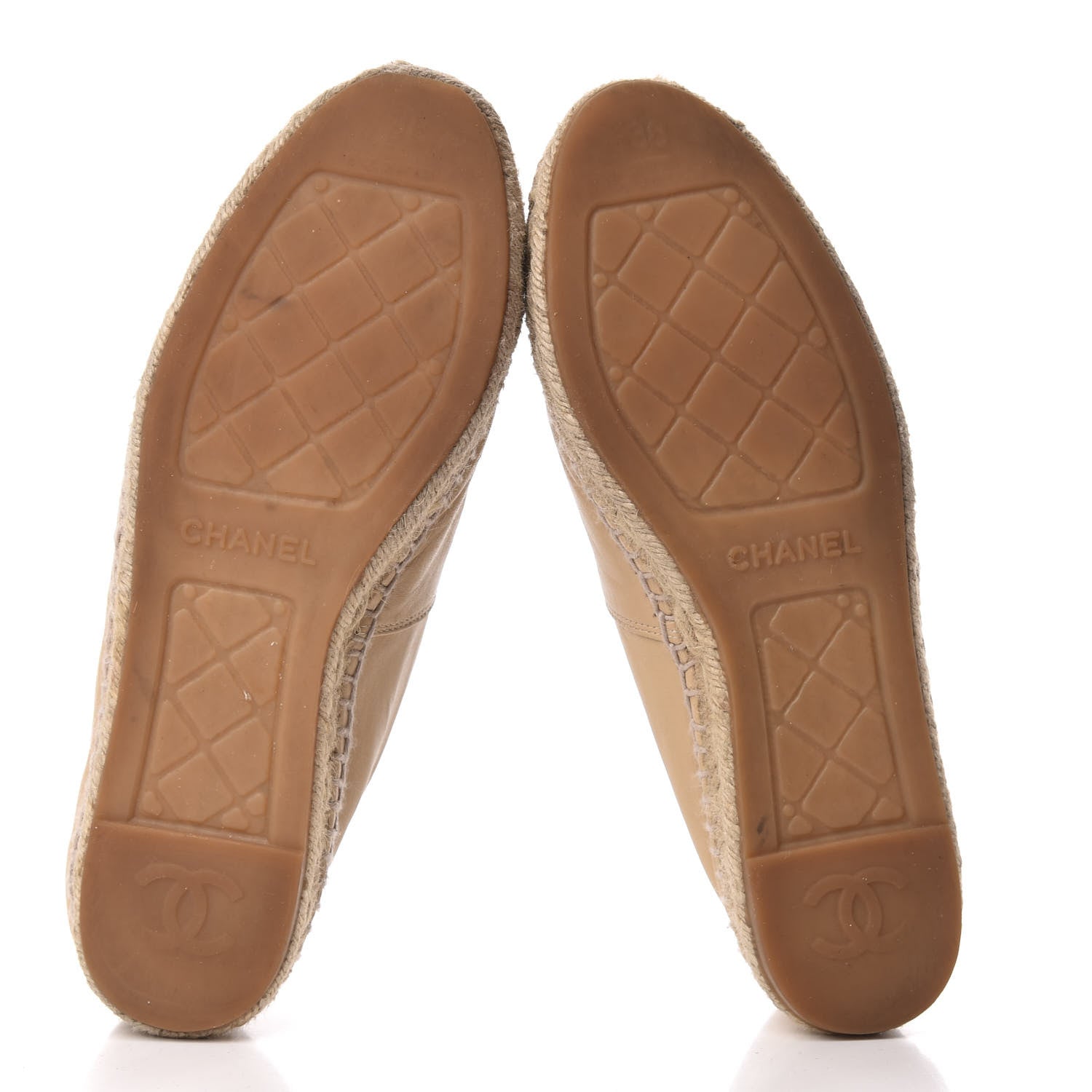 Chanel Lambskin CC Espadrilles 38 Beige Black 5 of 13