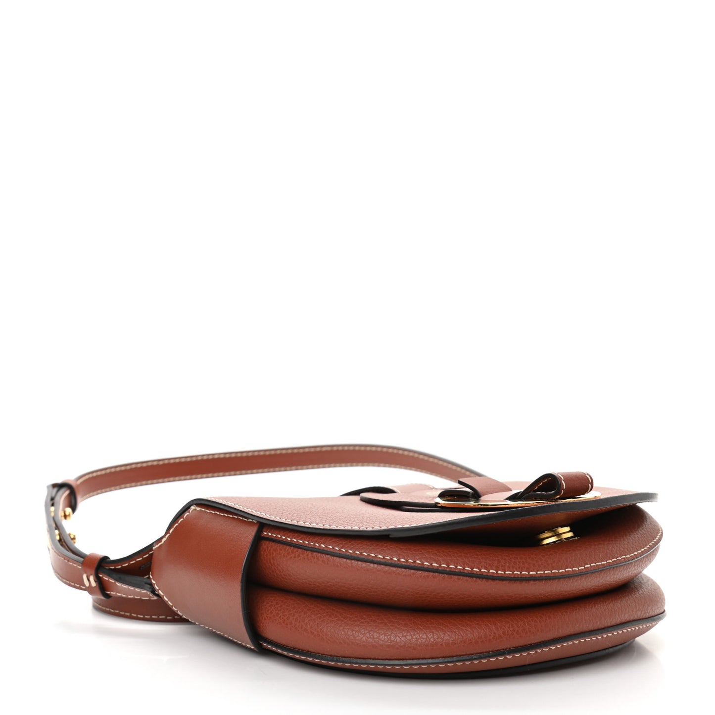 Grained Calfskin Small Darryl Saddle Crossbody Bag Sepia Brown