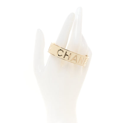 Chanel Metal Enamel Chanel Logo Cuff Bracelet S White 2 of 5