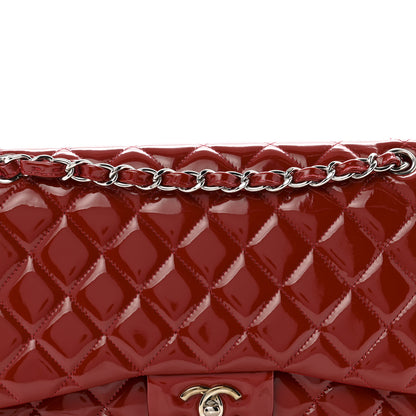 Chanel Patent Quilted Jumbo Double Flap Dark Red 8 of 14