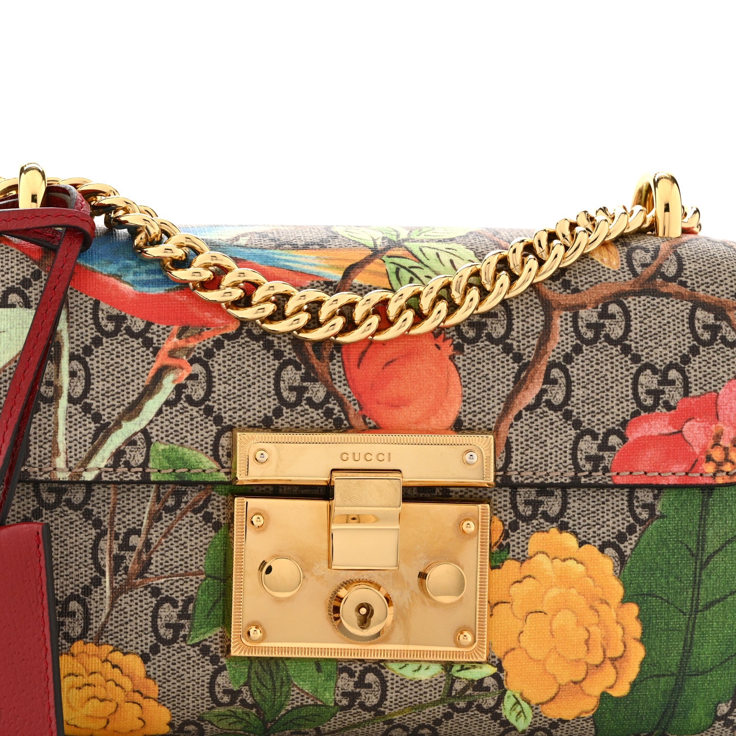 Gucci GG Supreme Monogram Tian Small Padlock Shoulder Bag Beige Multicolor New Acero 9 of 11