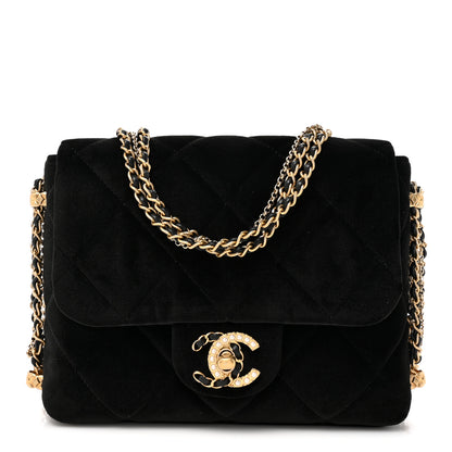 Chanel Velvet Quilted Crush On Chains Flap Bag Black 1 of 10