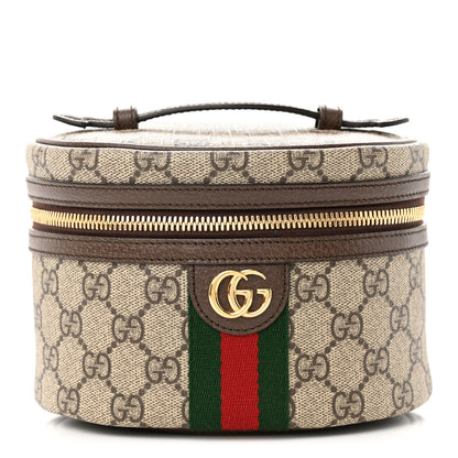 Gucci GG Supreme Monogram Textured Calfskin Web Ophidia Vanity Cosmetic Case Beige Ebony New Acero 1 of 10