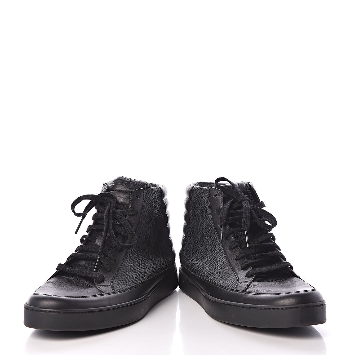 Gucci GG Supreme Monogram Mens Common High Top Sneakers 11 Black 6 of 9