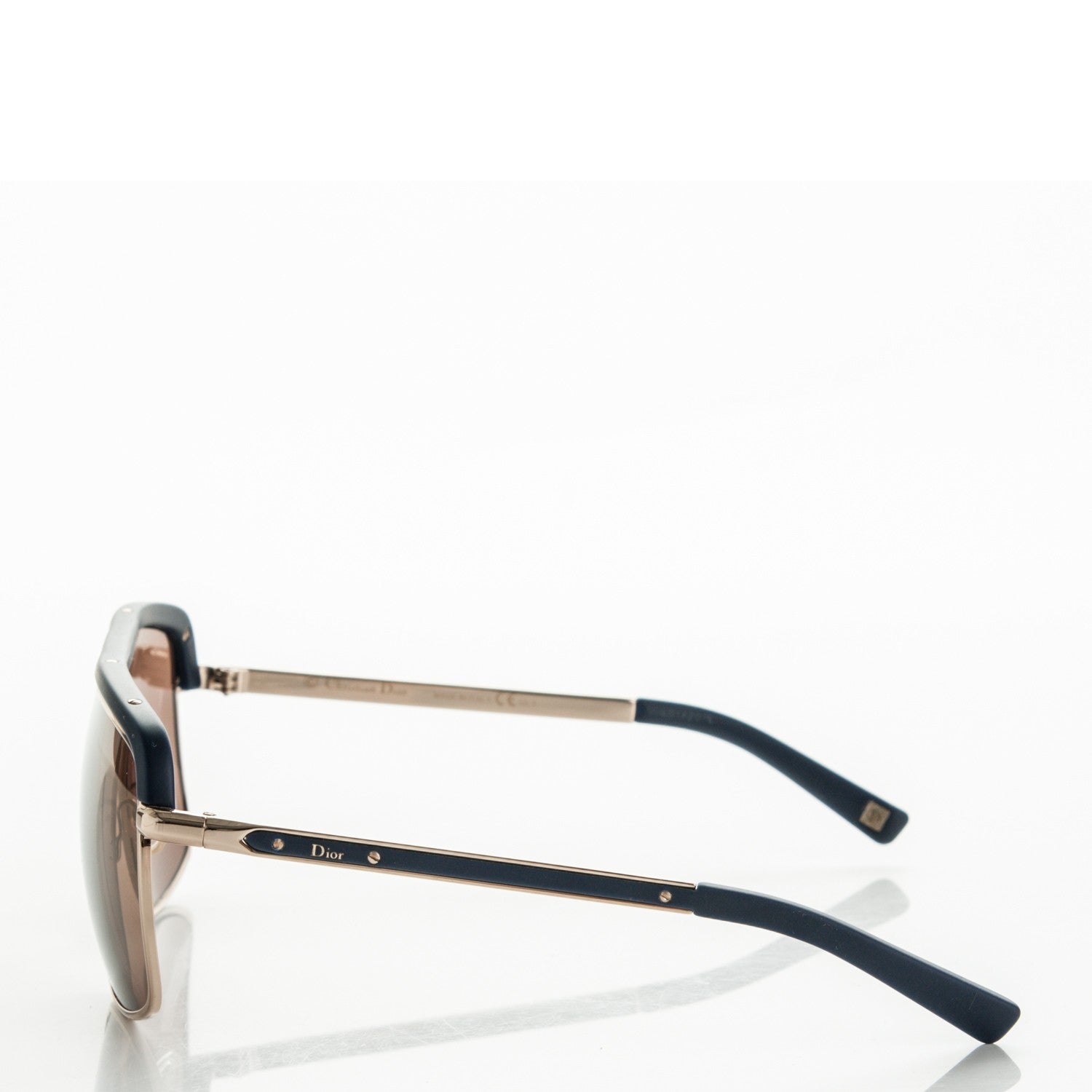 Christian Dior Havane Metal Aviator Sunglasses Navy Blue 2 of 5