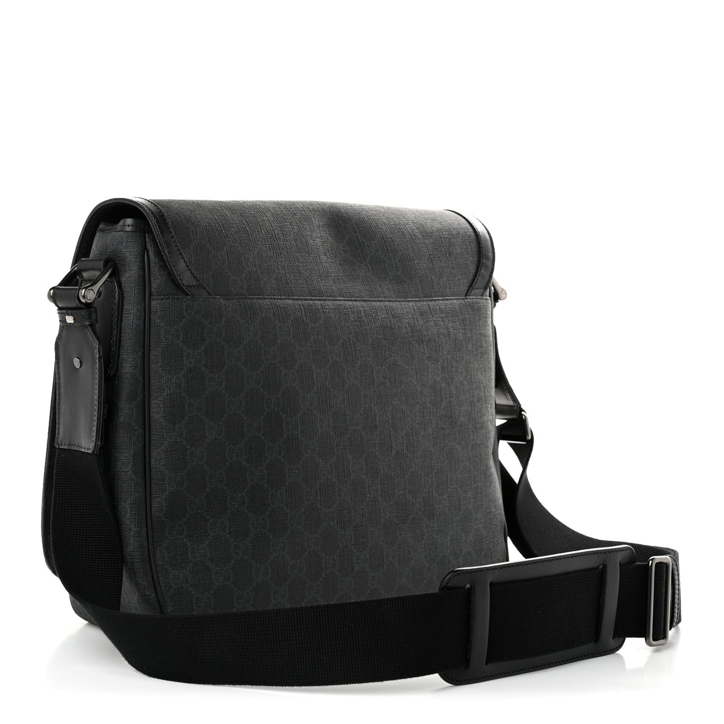 GG Supreme Monogram Flap Messenger Bag Black Grey