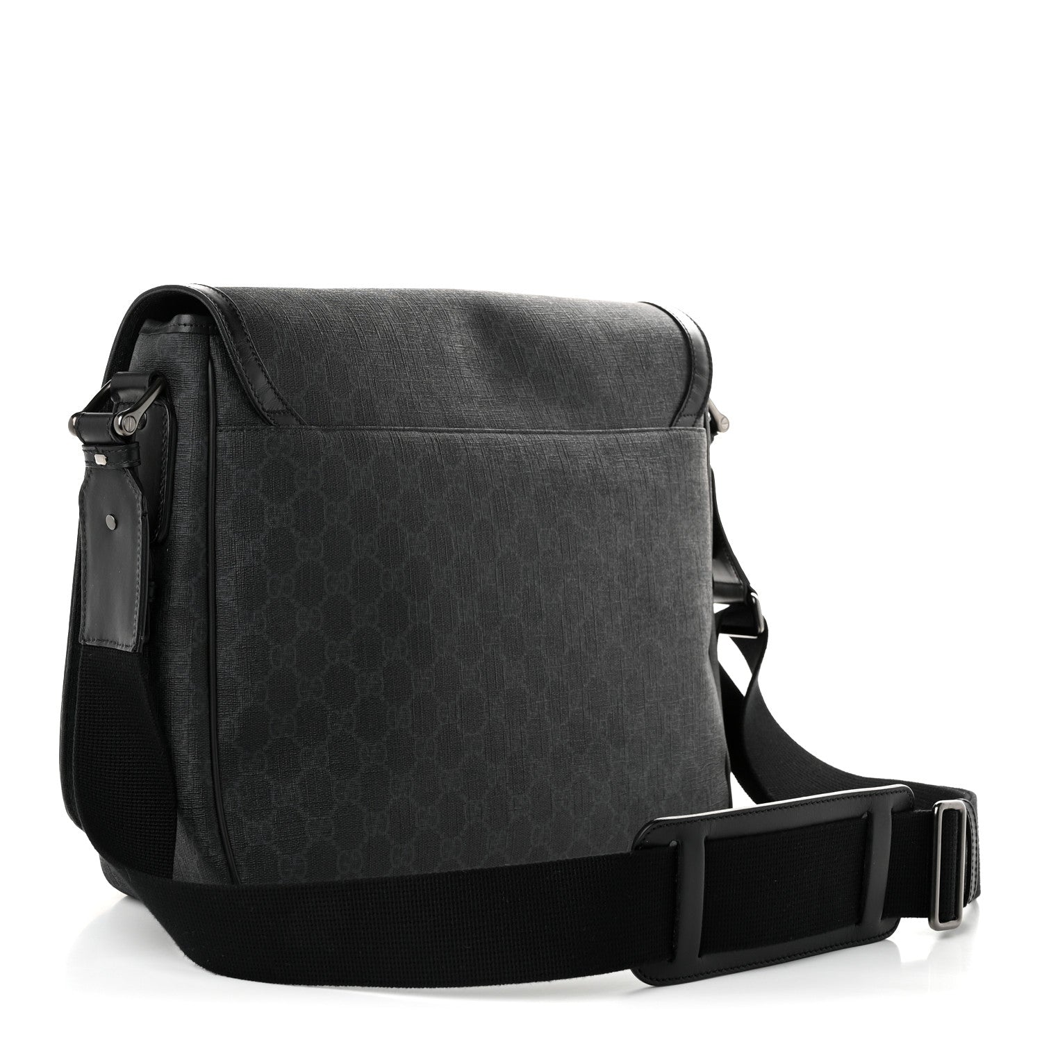 Gucci GG Supreme Monogram Flap Messenger Bag Black Grey 3 of 10