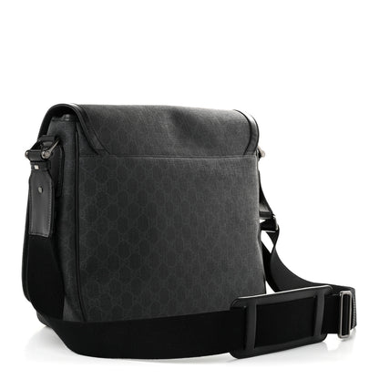 Gucci GG Supreme Monogram Flap Messenger Bag Black Grey 3 of 10