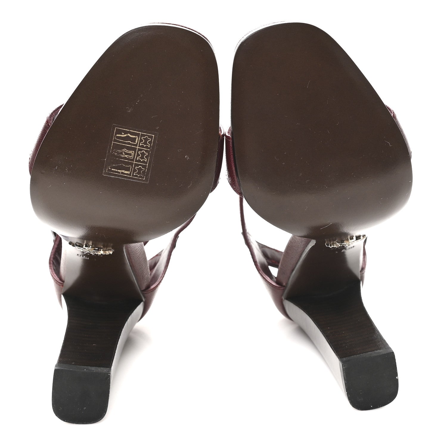 Prada Calfskin Ankle Strap Sandals 37.5 Burgundy 6 of 8