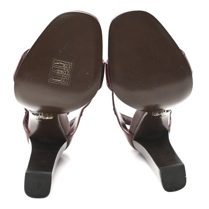 Prada Calfskin Ankle Strap Sandals 37.5 Burgundy 6 of 8
