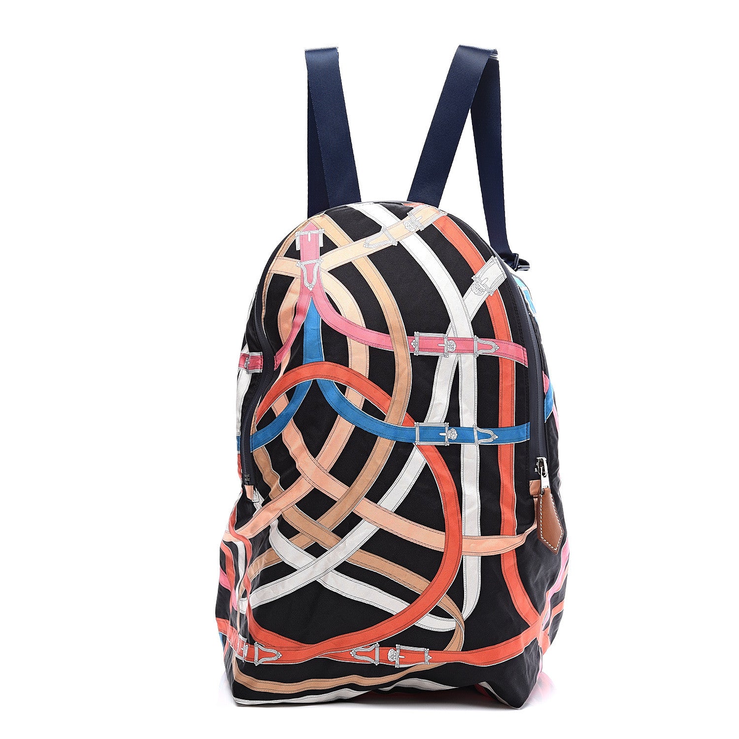 Hermes Silk Barenia Cavalcadour Airsilk Backpack Black Bleu Marine Fauve 1 of 9