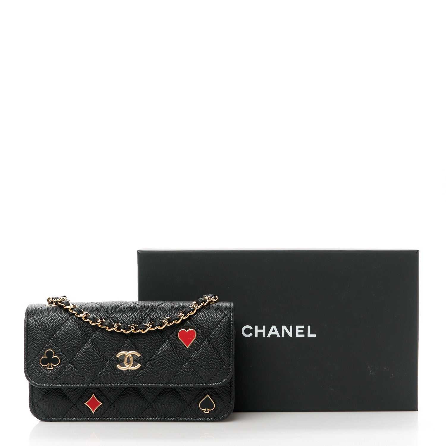Chanel Caviar Quilted Enamel Coco Casino Flap Phone Holder With Chain Black 12 of 12