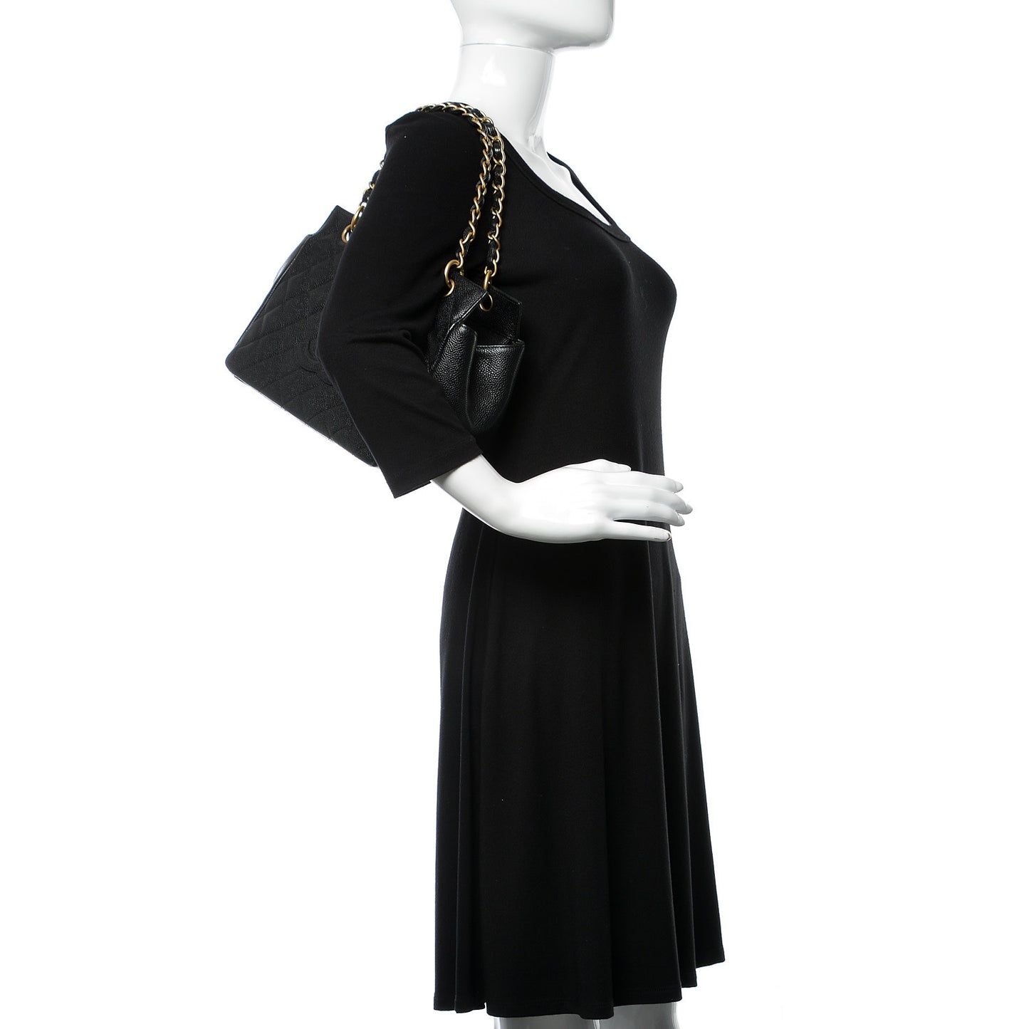 Caviar Quilted Petit Timeless Tote PTT Black