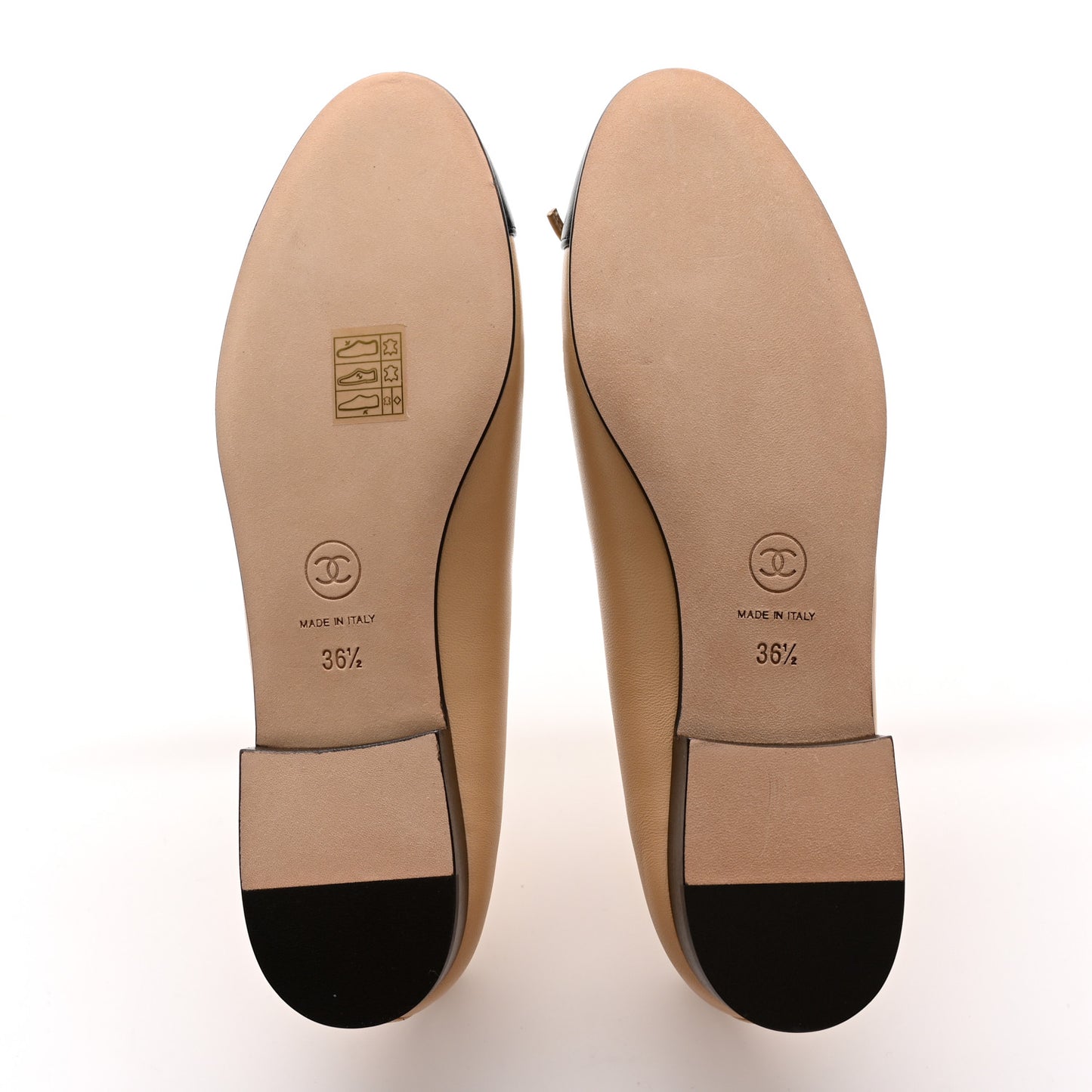 Lambskin Cap Toe CC Ballerina Flats 36.5 Beige Black