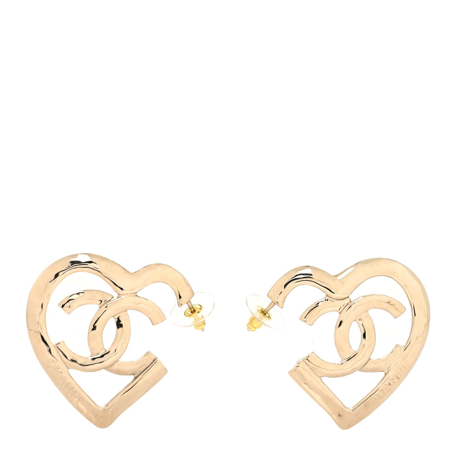 Chanel Metal CC Heart Coco In Love Hoop Earrings Gold 1 of 4
