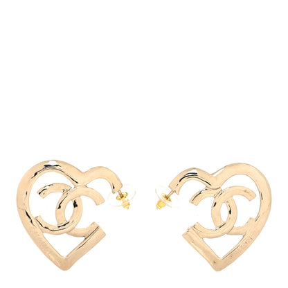 Chanel Metal CC Heart Coco In Love Hoop Earrings Gold 1 of 4