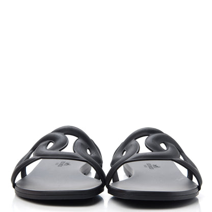 Hermes Rubber Aloha Sandals 38 Black 2 of 11