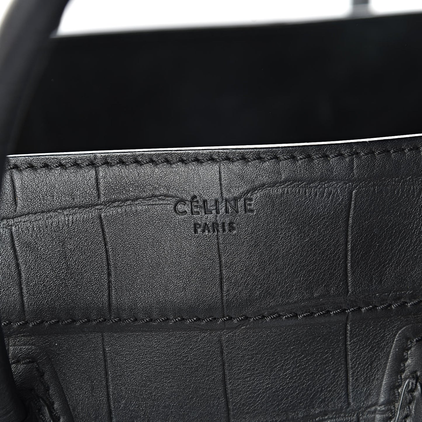 Crocodile Embossed Calfskin Medium Phantom Luggage Black