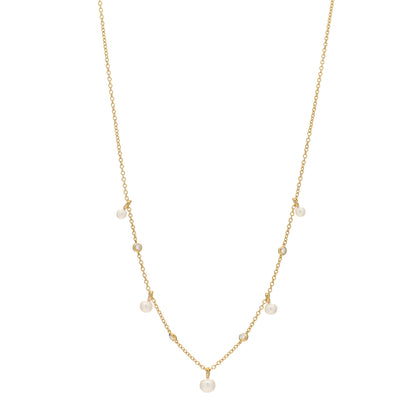 David Yurman 18K Yellow Gold Pearl Diamond Petite Perle Fringe Necklace 1 of 3