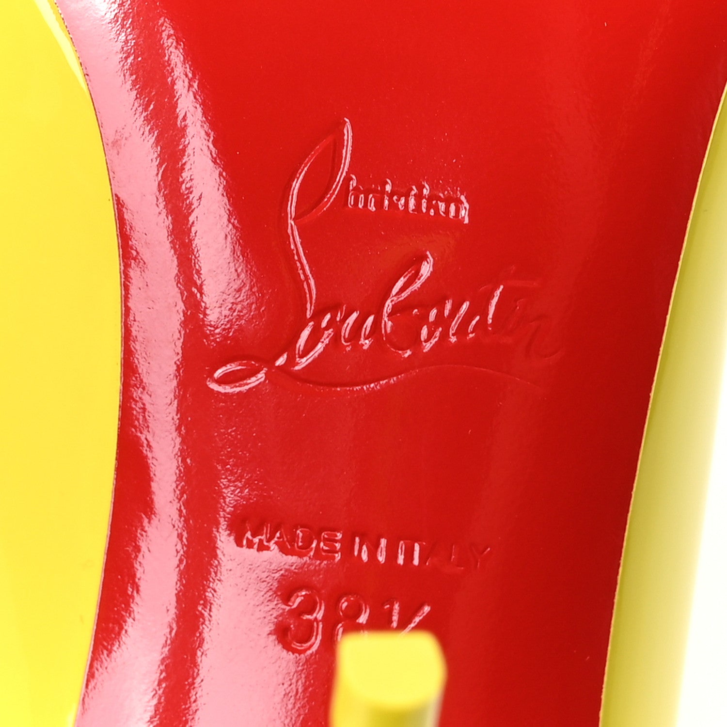 Christian Louboutin Patent Fluo Hot Chick 100 Pumps 38.5 Citrus