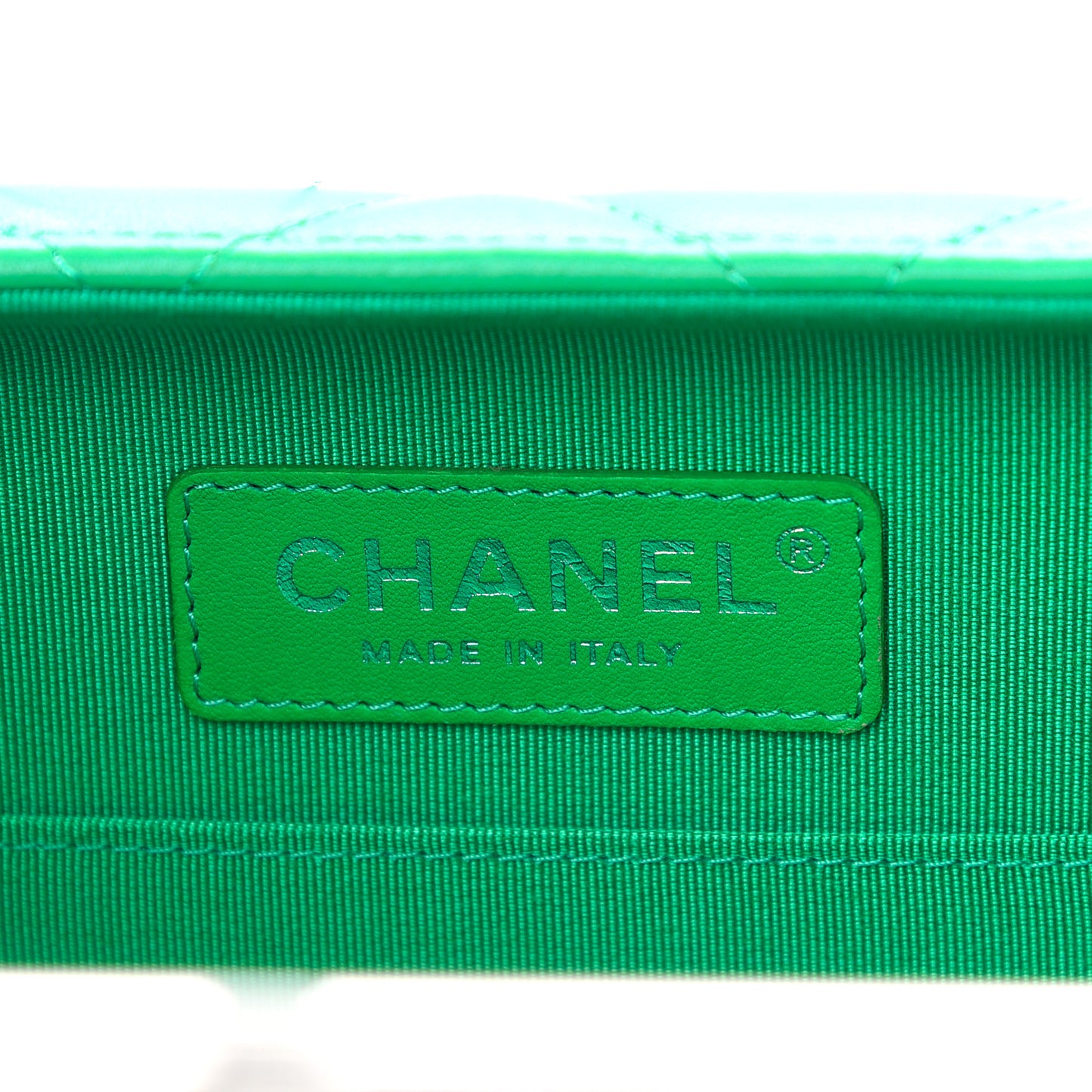 Quilted Lambskin Metal Bar Clutch Bag Green