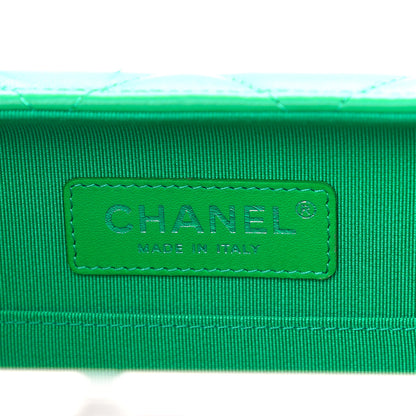 Chanel Quilted Lambskin Metal Bar Clutch Bag Green 6 of 9