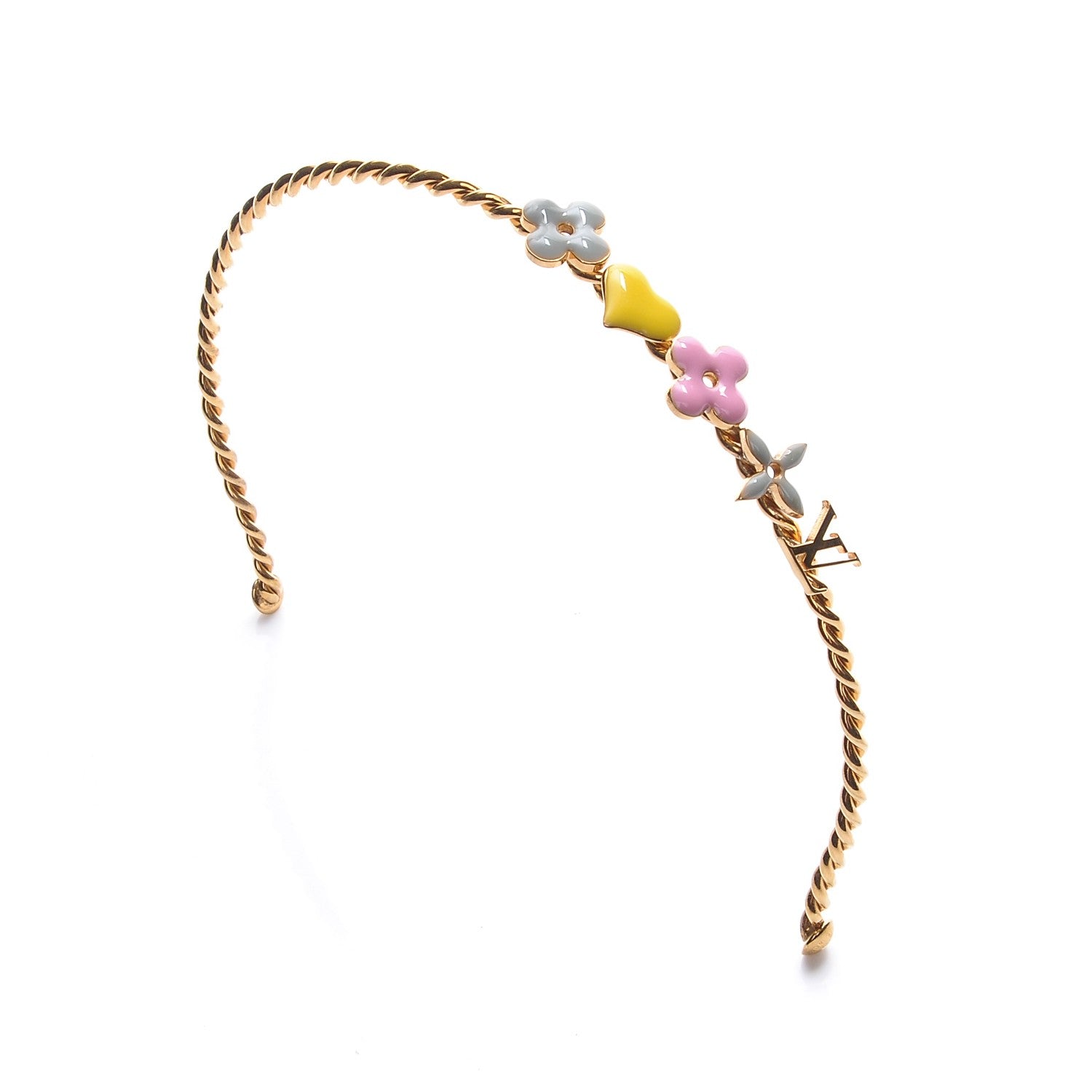 Louis Vuitton Brass Enamel Monogram Sweet Headband Gold 5 of 6