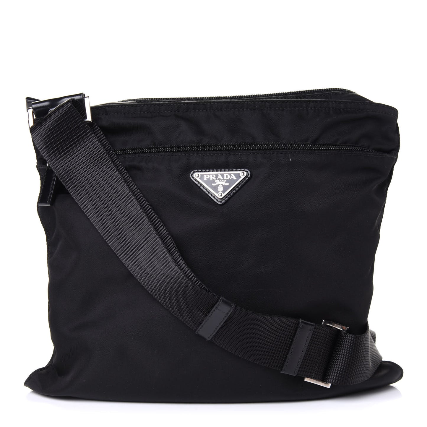 Nylon Vela Flat Messenger Bag Black