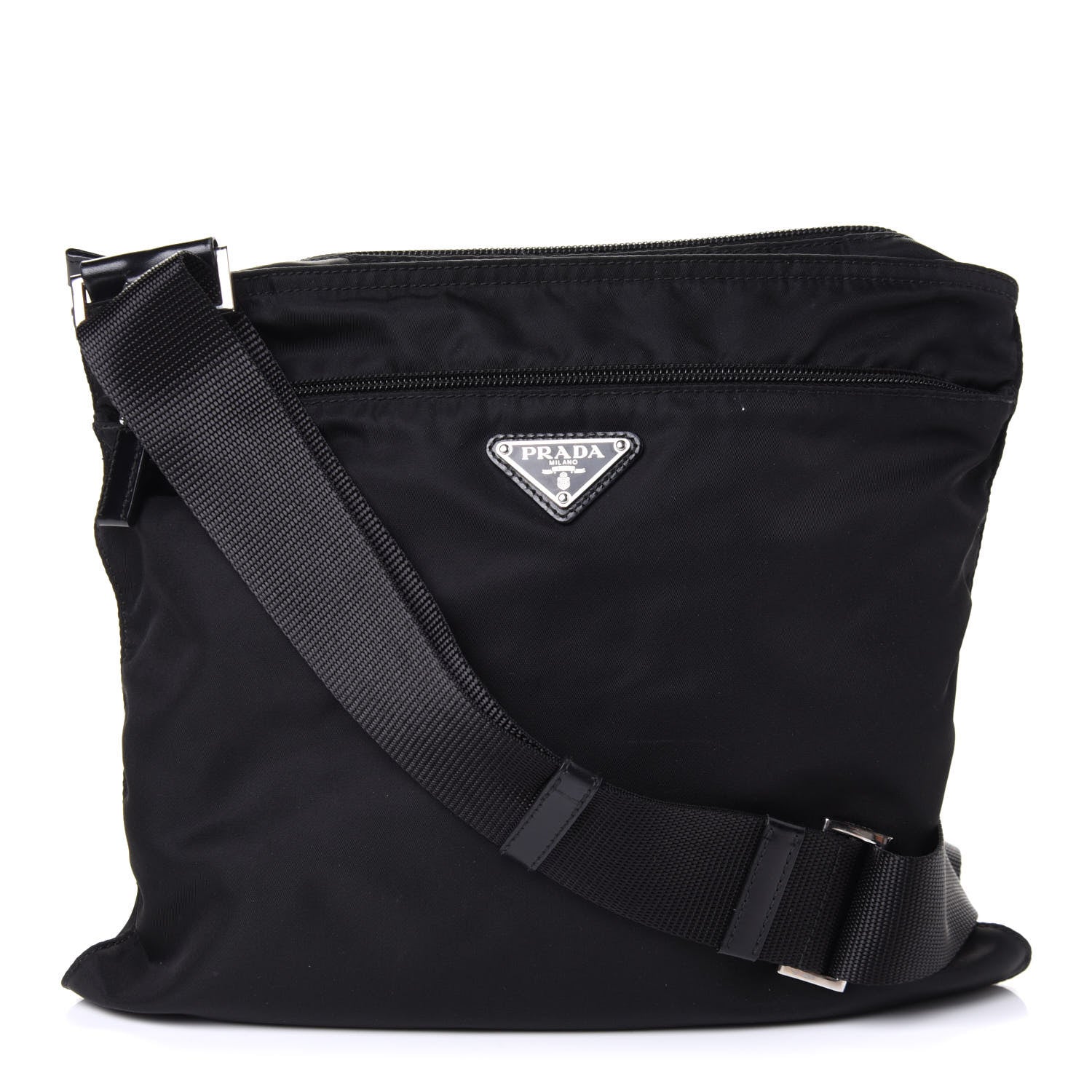 Prada Nylon Vela Flat Messenger Bag Black 1 of 4