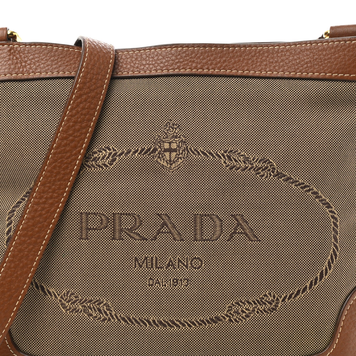 Prada Jacquard Logo Small Flat Messenger Bag Corda Brandy 8 of 15