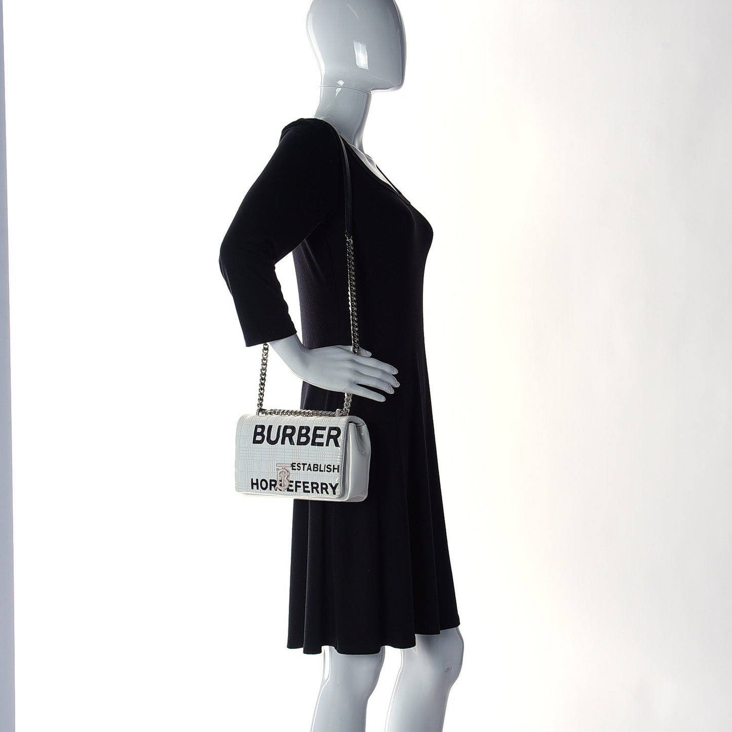 Quilted Horseferry Print Small Lola Bag White