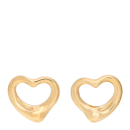 Tiffany 18K Yellow Gold 11mm Elsa Peretti Open Heart Earrings 1 of 5