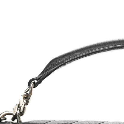 Saint Laurent Sheepskin Matelasse Chevron Monogram Large College Satchel Black 16 of 17