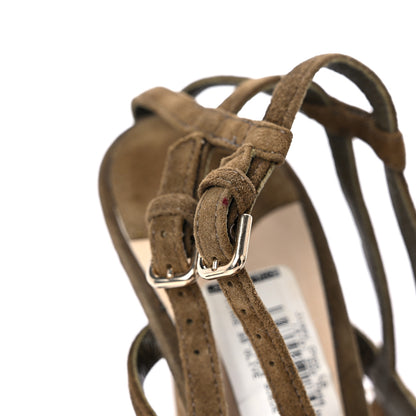 Jimmy Choo Suede Fringe Farrah 120 Sandals 39 Olive 14 of 15