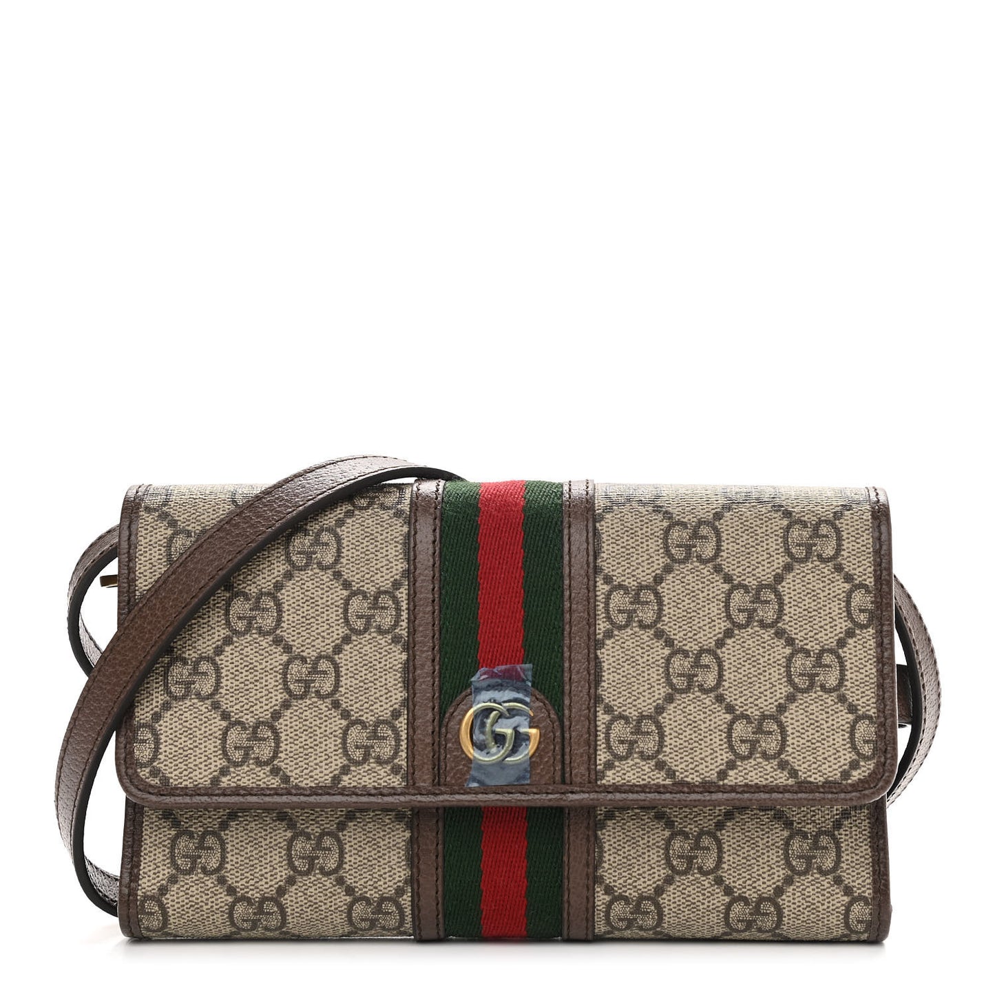 GG Supreme Monogram Web Ophidia Crossbody Wallet Beige New Acero