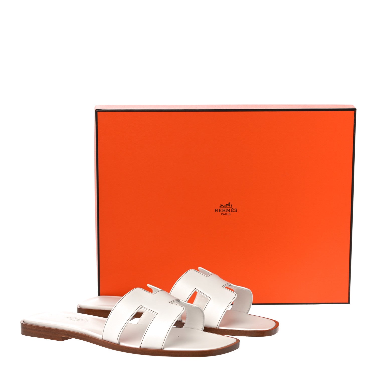 Hermes Box Calfskin Oran Sandals 36 White 10 of 10