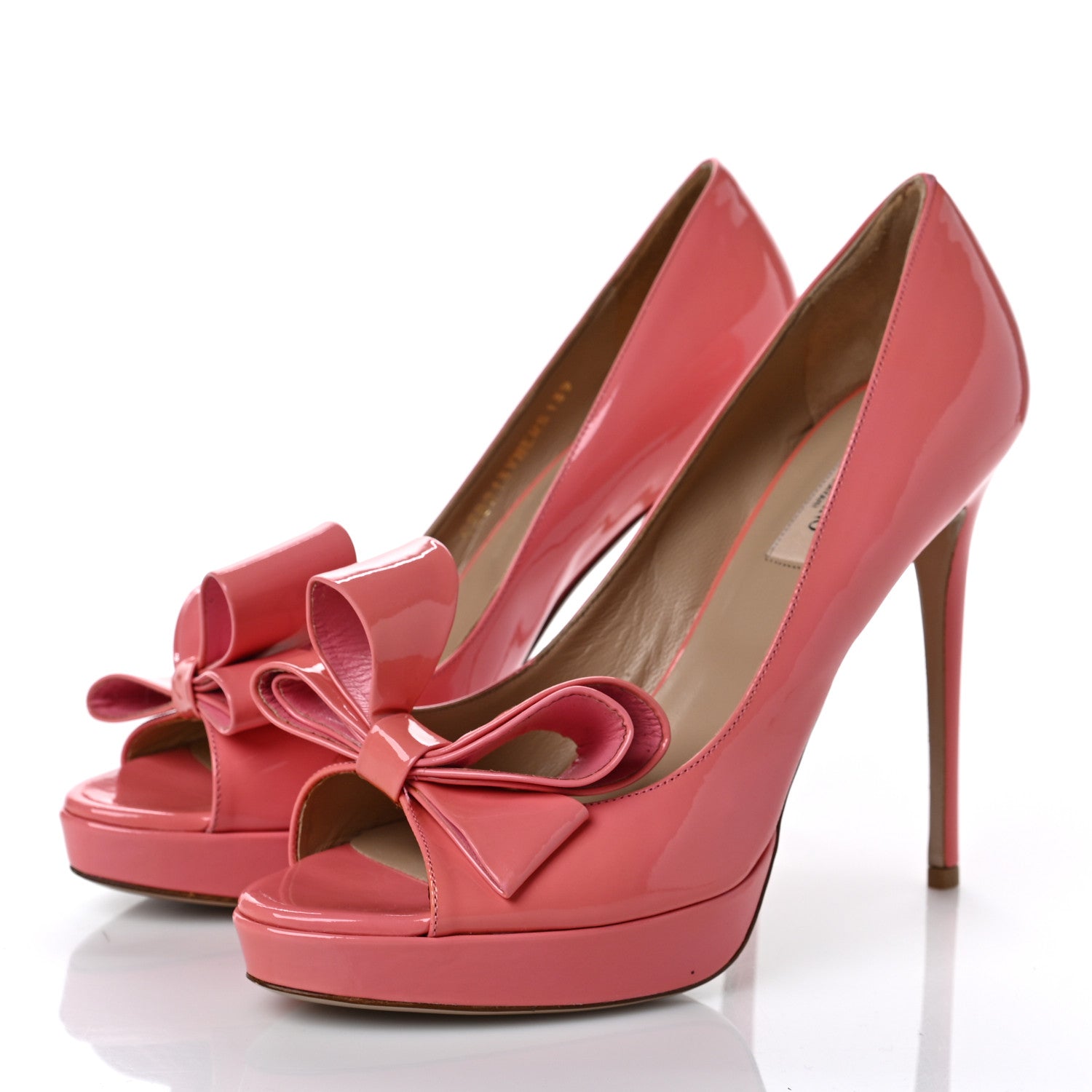 Valentino Garavani Patent Couture Bow Peep Toe 30/125mm Platform Pumps 39 Rosa 3 of 9